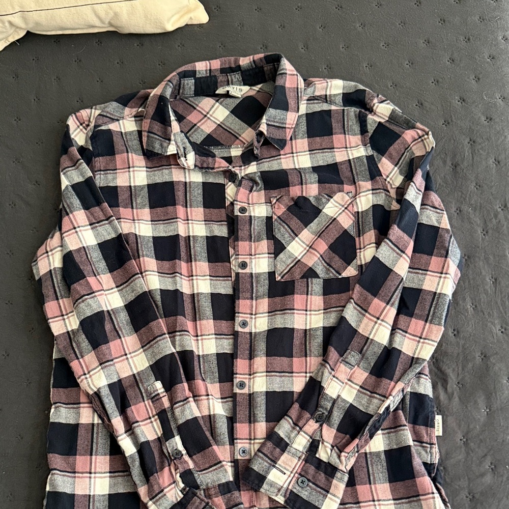 Orvis Pink and Black Plaid Shirt